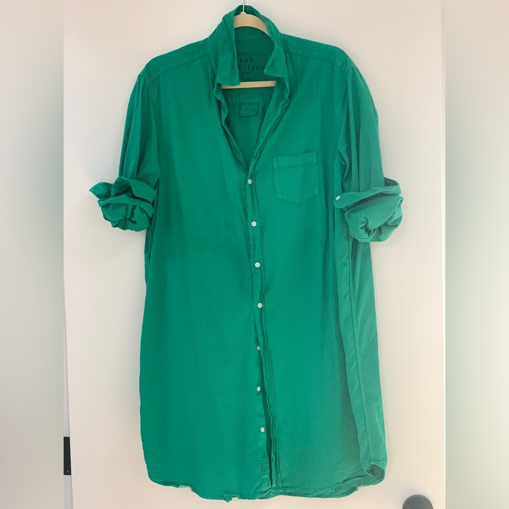 Frank & Eileen Green Button-Down Shirt Dress